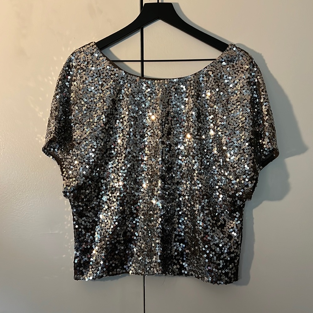 Silver Sequin Crop Top🪩